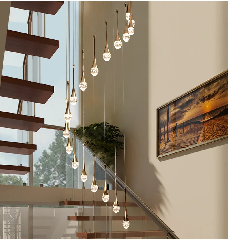 LED  Pendant Light for Home Decoration Stairs Living Room Interior Dining Room Nordic Hang Pendant Lamp