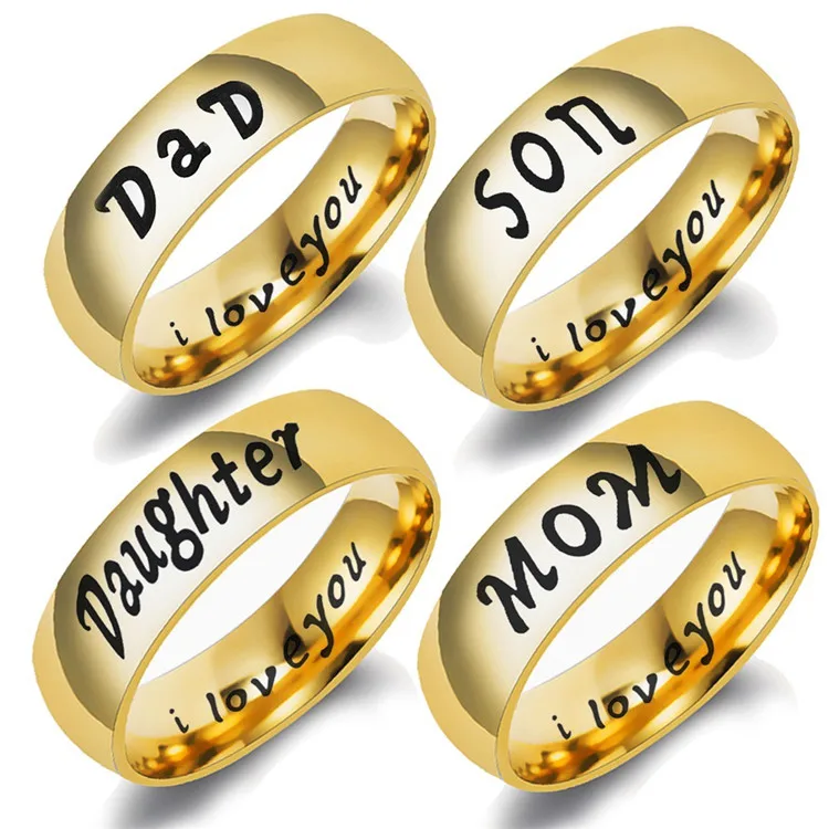 

Wholesale Family Couple Ring LOVE MOM SON DAUGHTER Mother's Day Ring Jewelry Gift, Gold and silver