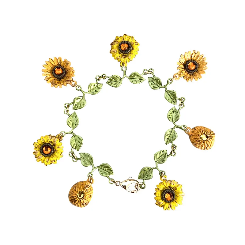 

Wholesale Van Gogh Sunflower Series Flower Elegant Hand Chain Bracelet for Women