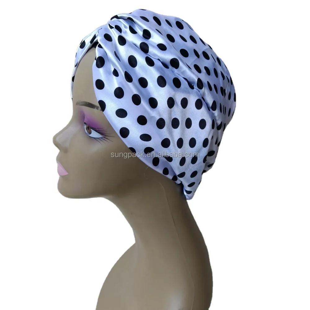 

Double Layers Soft Satin Lining Night Sleep Cap Hat For Women Solid Turban Head Wrap Hair Bonnet, Customized