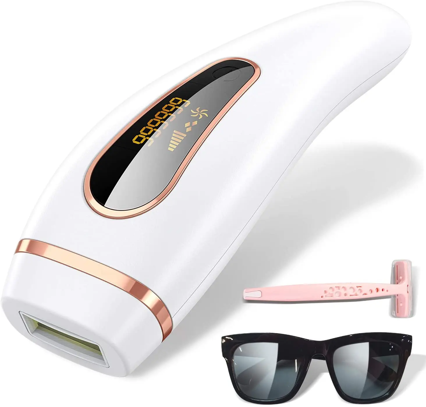 

IPL Laser Mini Hair Epilator Permanent Hair Removal IPL System 999,999 Pulse Shot Light Whole Body Hair Remover, White+black