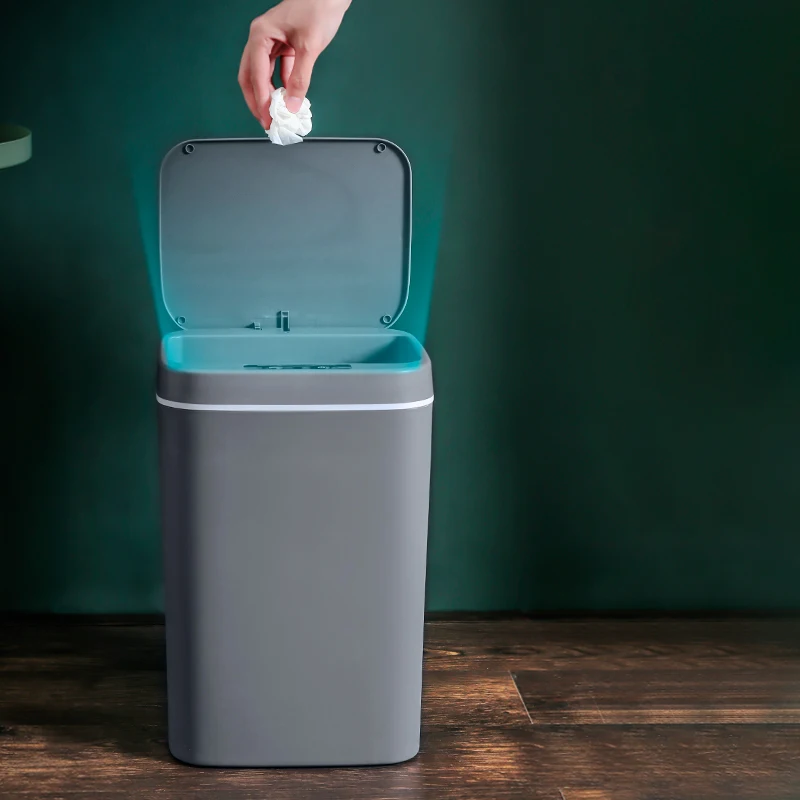 

Intelligent trash can smart sensor electric trash cans automatic sanitary pails leakproof garbage bin with deodorizing box light