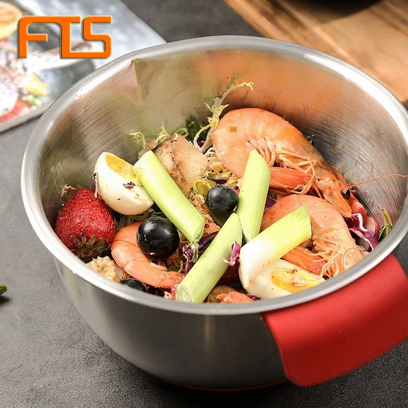 

FTS Mixing Bowl Set With Handle Stainless Steel Big Baking Wholesale Large Metal Customized Nesting Salad Bowls