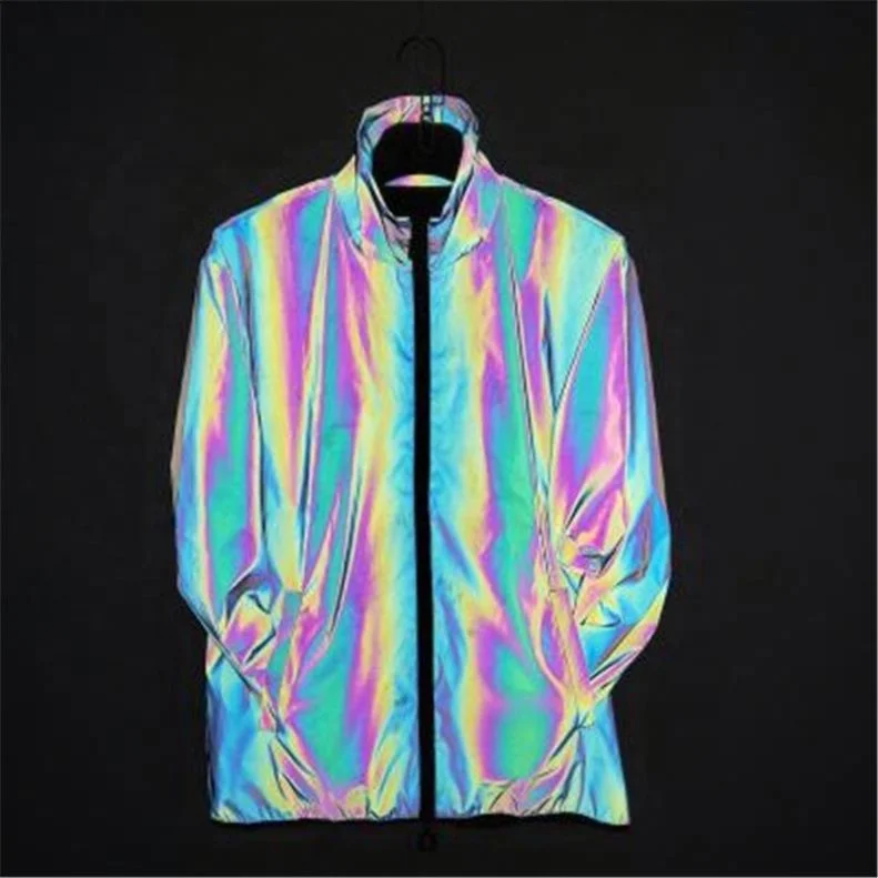 

Designer High Quality Rainbow Reflective Men's Jackets Outdoor Street Wear Bomber Winter Jacket, Colorful