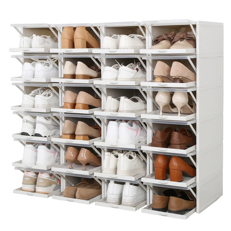 Двухтактный обувную коробку из прозрачного пластика; обувной шкаф отделки укладки флип-топ ящики для хранения ящик