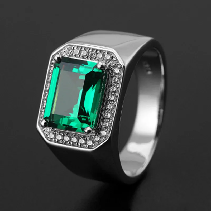 

Emerald Ring Silver Ring Men Jewelry