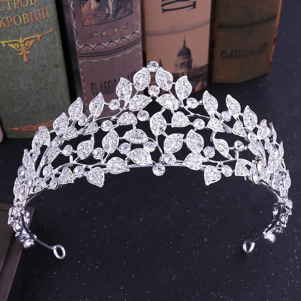 

ZGH1153 Classic Leaves Wedding rhinestones Tiaras and Crowns Women pageant crowns Bridal crystal crowns