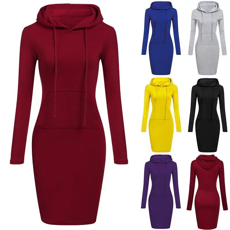 

CHD0001W Hot sale women Plus size Fashion Pullover Loose Hoodi dress Outdoor ladies Sweatshirts Hoodies dresses