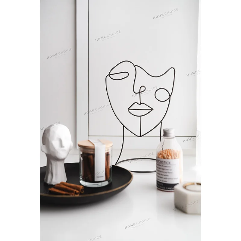 

Home Decorative Lady Face Shaped Metal Iron Desktop other home Art Decor accessories For Living Room other house decor luxury