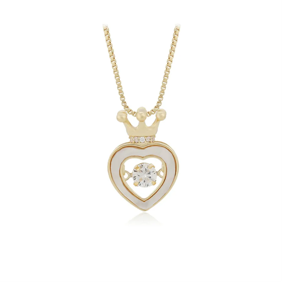 

YM Necklace -01474 Xu Ping Jewelry Elegant Fashion Luxury Design Crown Heartbeat Stone 14K Gold Necklace