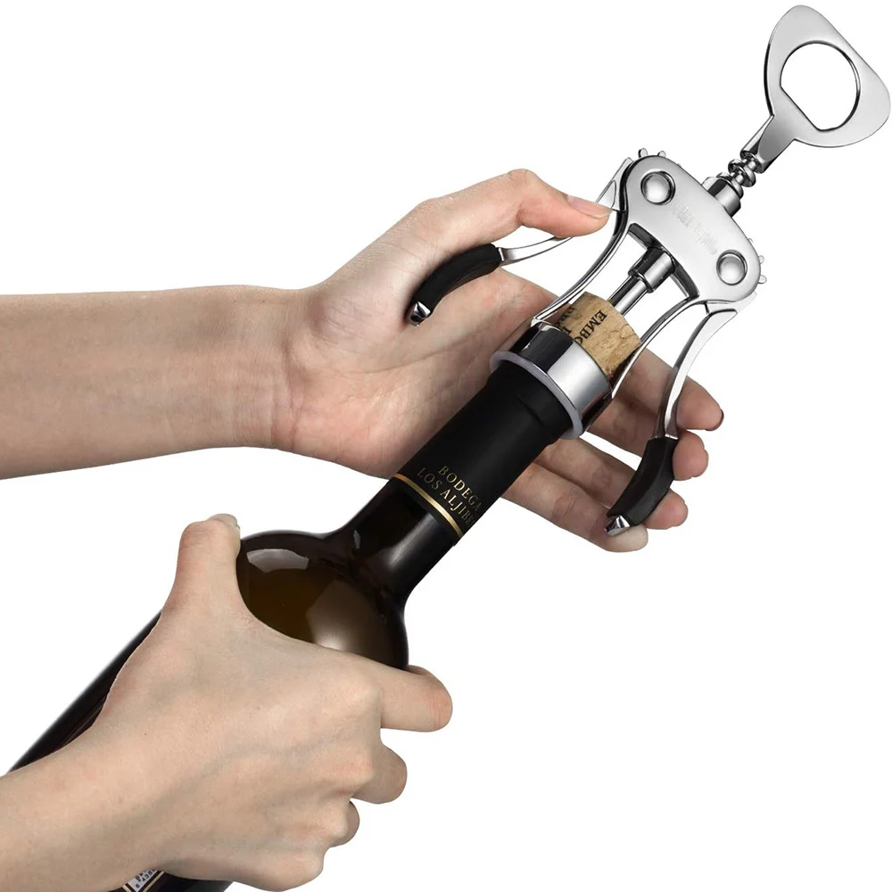 

Stainless Steel Wine Opener Zinc Alloy Premium Wing Corkscrew Wine Bottle Opener with Multifunctional Bottles Opener