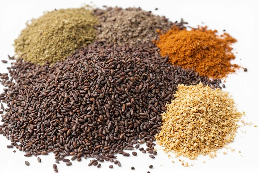 Nigella sativa seeds used in various culinary applications including bread topping, spice mix, and oil extraction