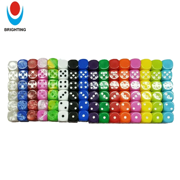 

Wholesale Round corner colored plastic D6 dice 16mm with one side blank