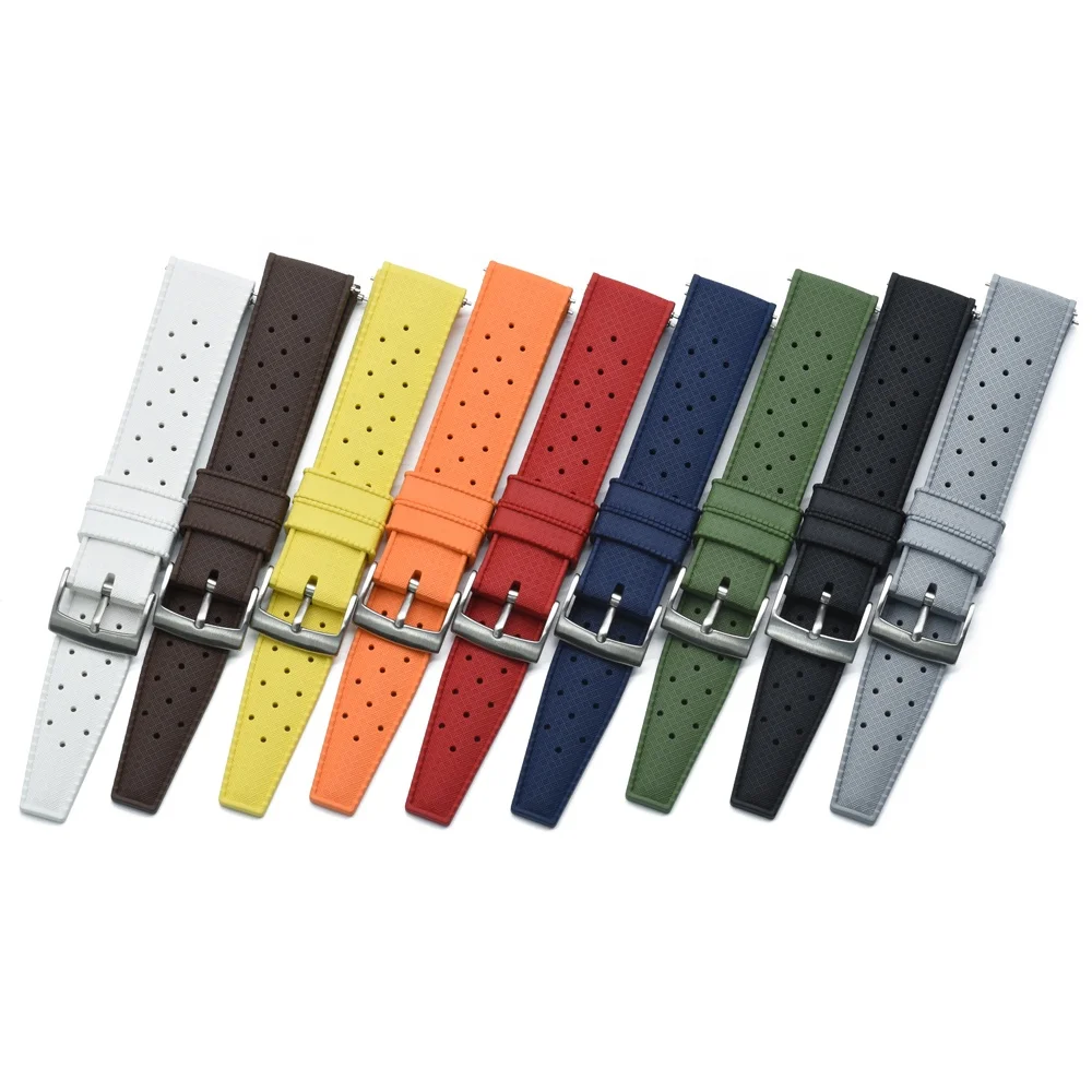 

Quick ReleaseTropical Style FKM Rubber Watch Band Silicone Nato Strap Wrist Bracelet Strap For Apple Watch SE 6 5 4 3