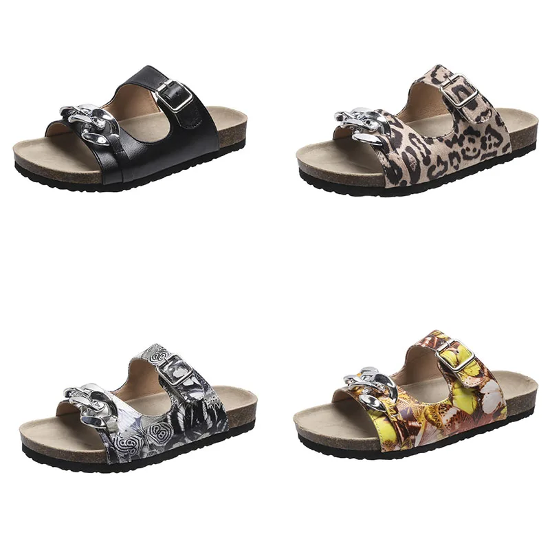 

Amazon casual style summer shoes boho rainbow colorful style flat women slides 2021