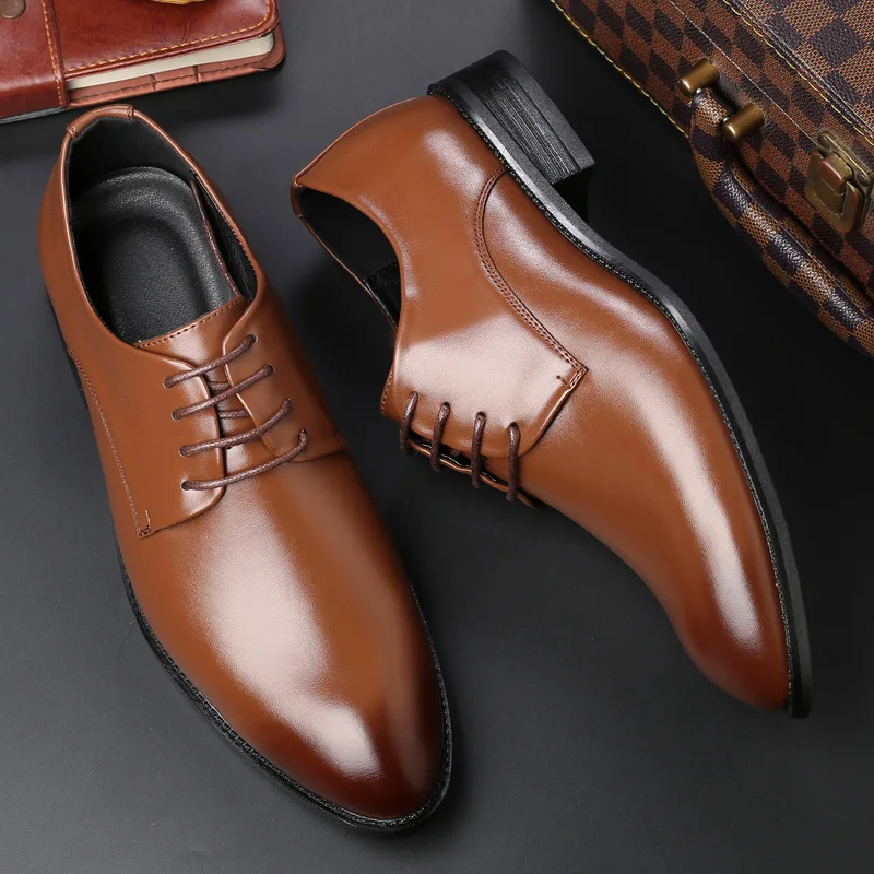 

Big size Leather wedding groom shoes Casual Business Formal Dress Shoes for men