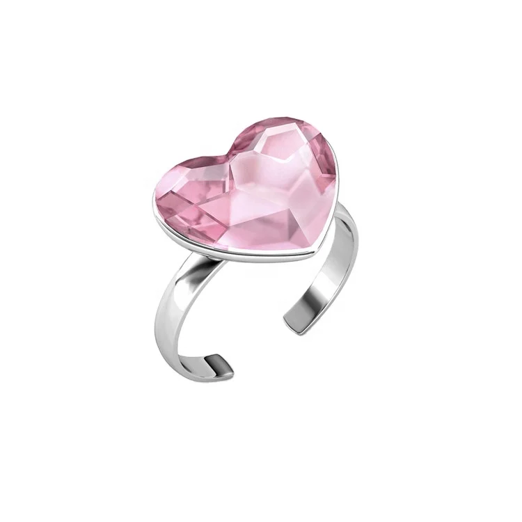 

Destiny Jewellery The latest hot pink heart ring is adjustable in size for women finger ring with crystals, Picture