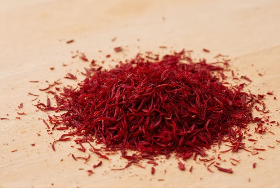 Close-up of saffron threads showing their distinctive red color and structure