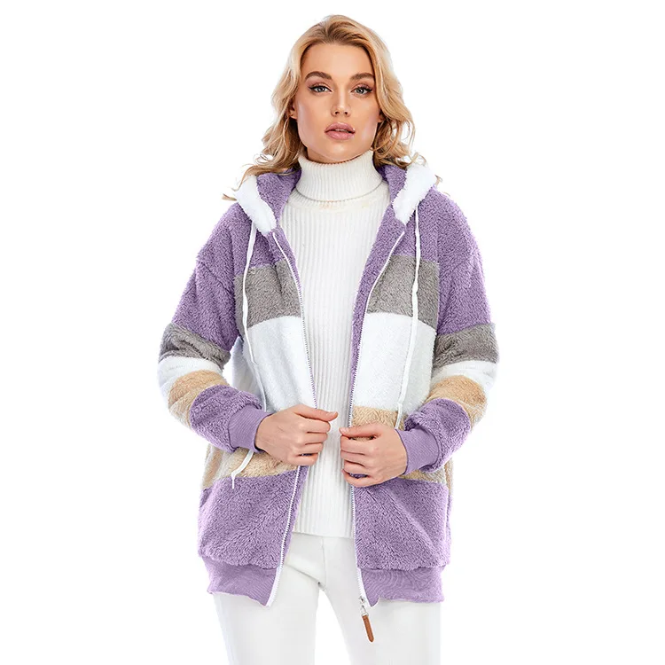 

winter coat new autumn and winter loose plush multicolor hooded jacket women plus size coats women's coats