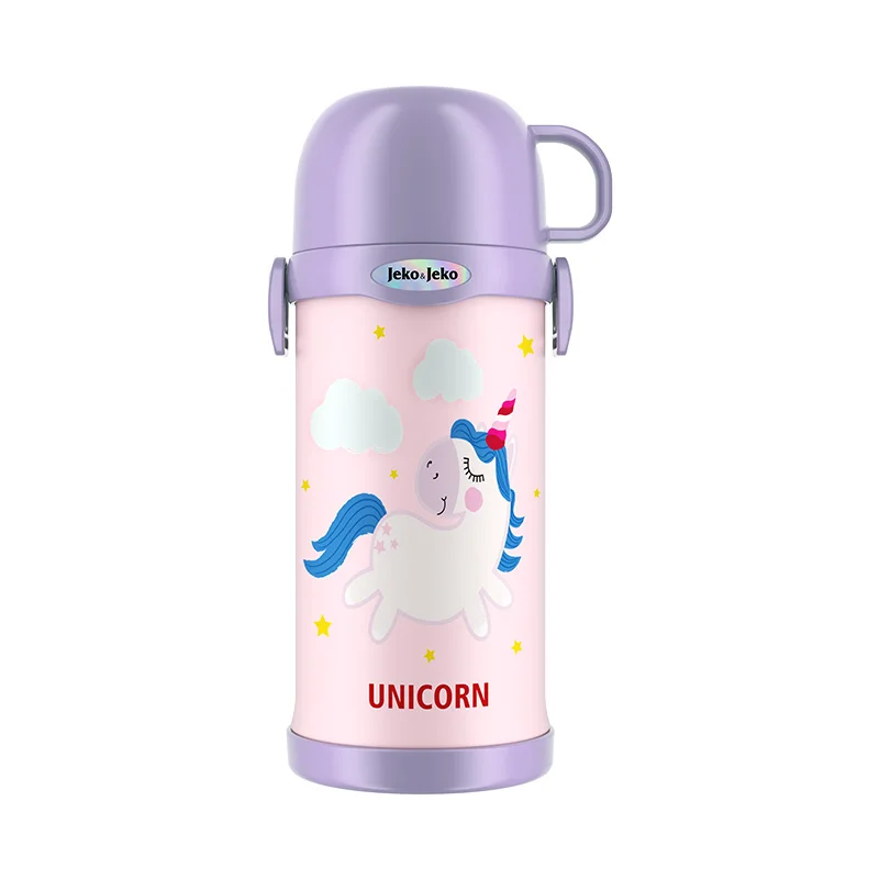

316 Food Grade Stainless Steel Thermal Mug Children Flask Water Bottle Outdoor Travel Cup with Two Lids School Bottle, Cartoon,custom color is available