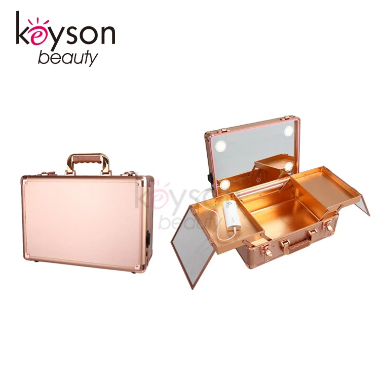 

Keyson trolley beauty case professional make up box makeup station with lights and mirror, Black,gold,pink,rose gold,etc