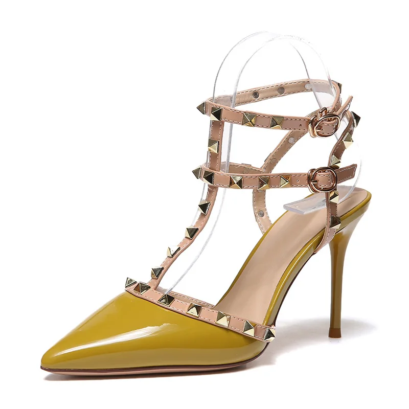 

New design slip on PU leather nice lady shoes high heels women