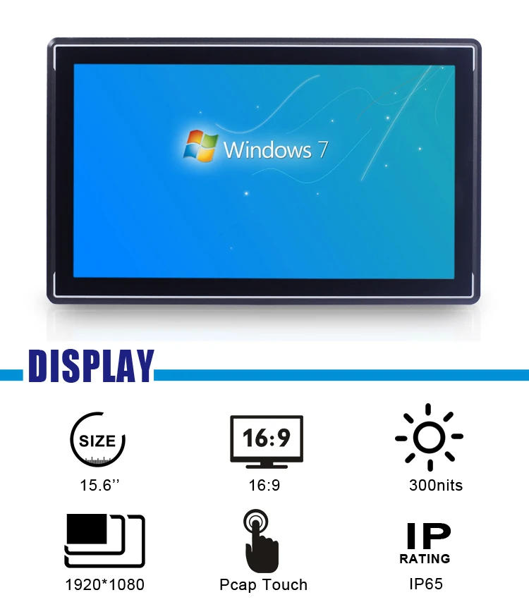 i7-7500U 15.6'' Tablet PC, Industrial Panel PC with Fanless Cooling System