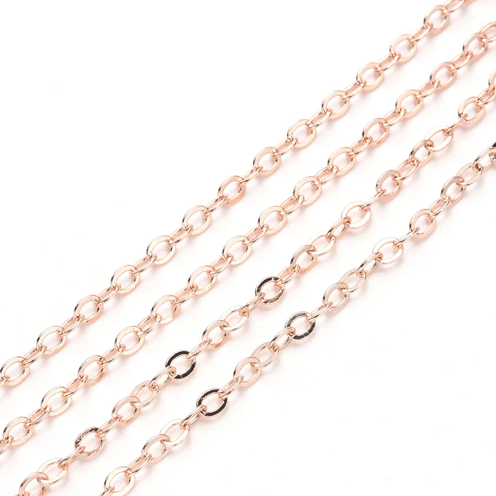 

PandaHall 2.5mm Flat Oval Rose Gold Brass Cable Chains
