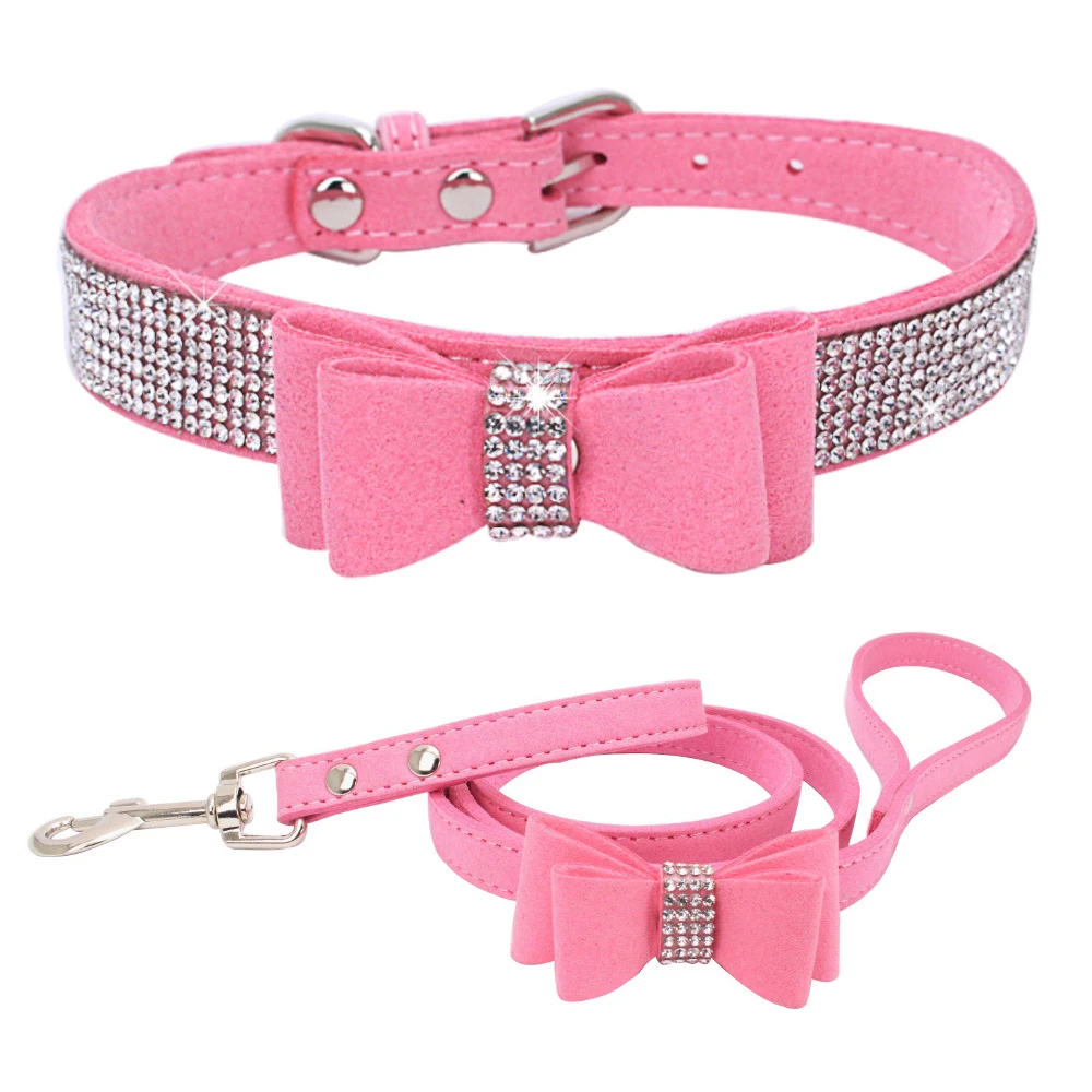 

Amazon Hot drill bow bowknot pet collar leash in pet collars & leashes