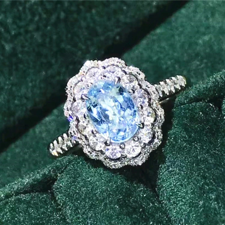 

wholesale Elegant Women Ring Engagement Jewelry 18k Gold Precious 0.73ct Natural Paraiba Tourmaline Gemstone ring
