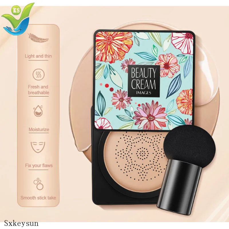 

Mushroom Head Make up Air Cushion Moisturizing Foundation Air-permeable Natural Brightening Waterproof Concealer BB Cream, 2 colors