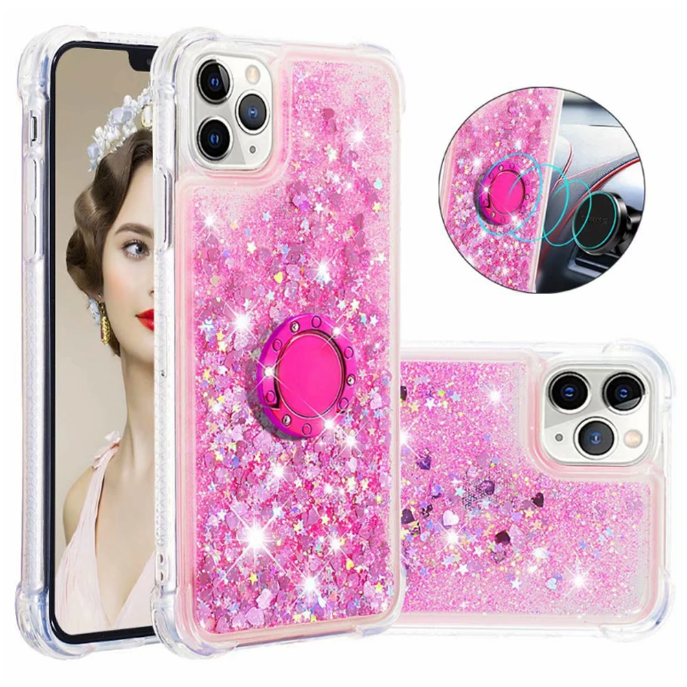 

2020 Wholesale Fashion Custom diamond ring Mobile Phone Case Liquid Quicksand case for iPhone 12 pro max 11pro