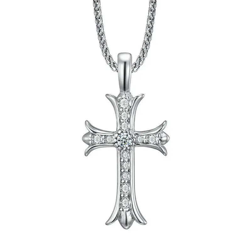 

Luxury Stainless Steel cross necklace assembled pendant for men 24inches rope twist chain