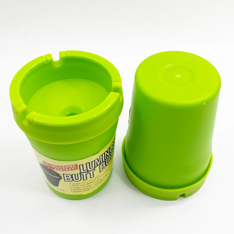 

SHINY Custom Plastic PP Portable Cheap Butt Bucket Ashtray for Car with lighter, Yellow, red, blue, green, black, purple