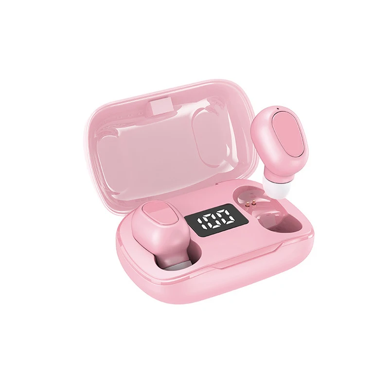 

Low price digital display original ipx5 hifi wireless mini sports bt tws earphone pink with mic
