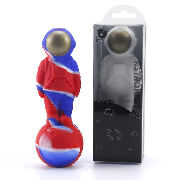 

astronaut spaceman silicone smoking pipe glass bowl dabs screen blunt holder rubber bubbler smoke tobacco weed pipe