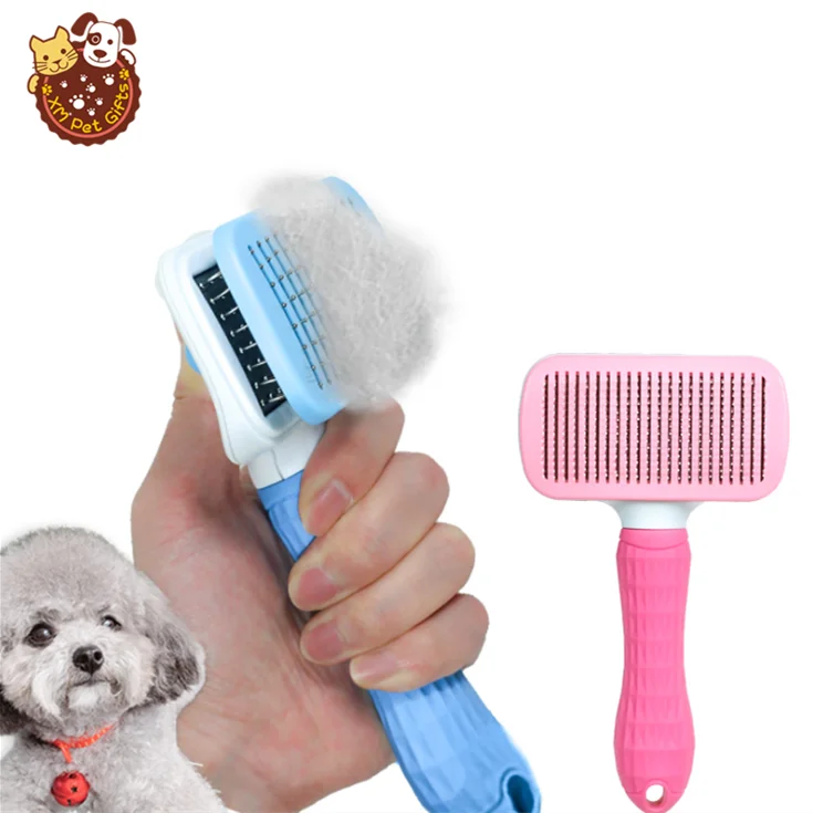 

Factory Wholesale LOW MOQ Blister Packing Self Cleaning Pet Cat Dog Hair Grooming Slicker Brush With Sticky Beads, Custom