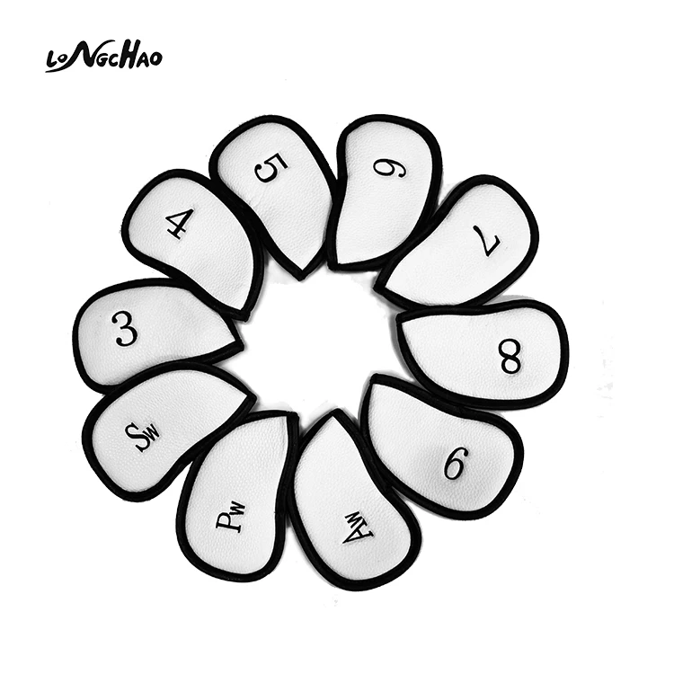 

Wholesale Custom Pu Leather Protector Golf Head Cover 10Pcs/Set, White