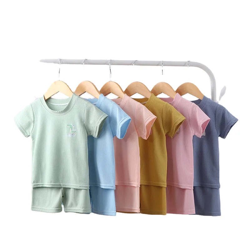 

2021 OEM Children Summer Leisure Sports Short-Sleeved Suit Kids Clothing Boys And Girls' Clothing Sets, Picture or choose custom