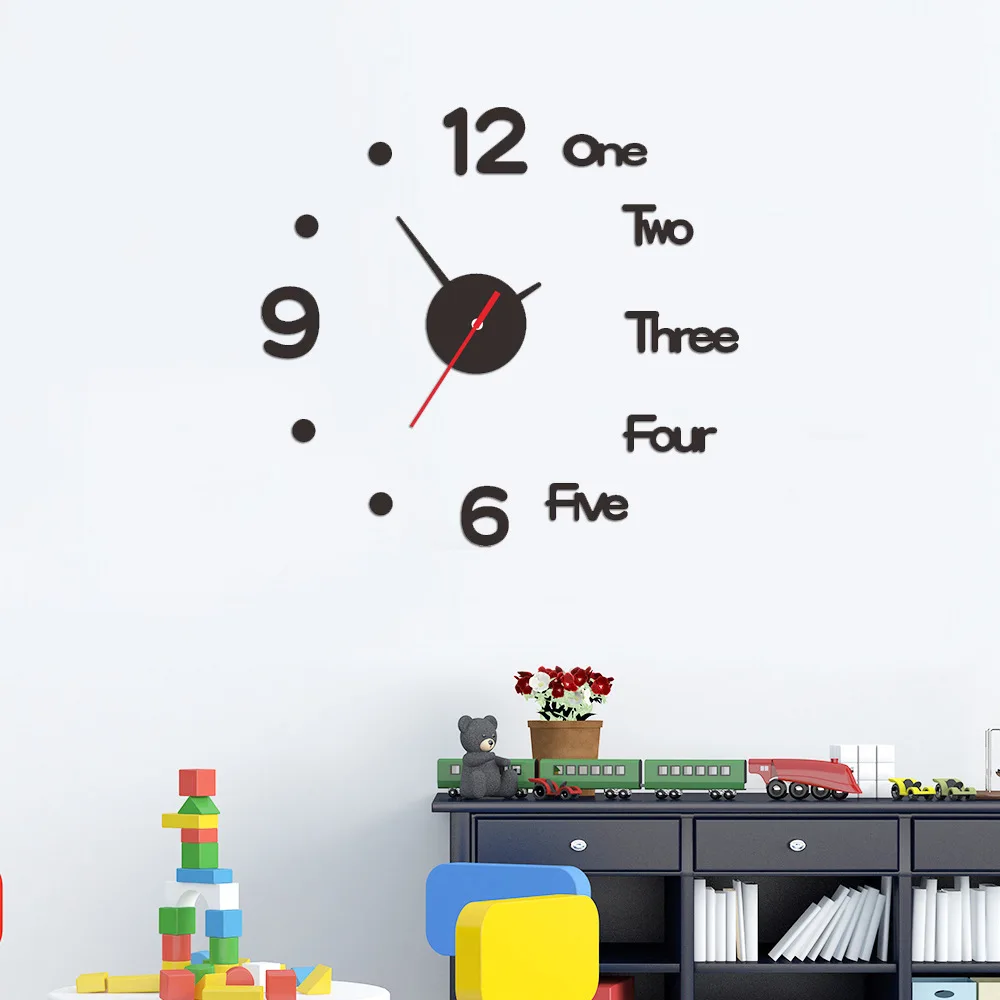

Creative acrylic 3D frameless wall clock stickers DIY wall decoration clock for office home living room decor, Optional