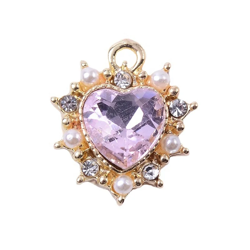 

Custom Colorful Crystal Heart Shape Charm for Bracelet Decoration Pearl Flower Charms Bangle Bracelet for Jewelry Making, Picture