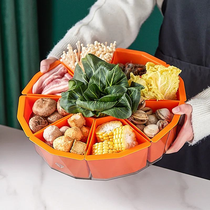 

Loading dish preparation dish home Jiugong grid rotating side dish platter basket organizer