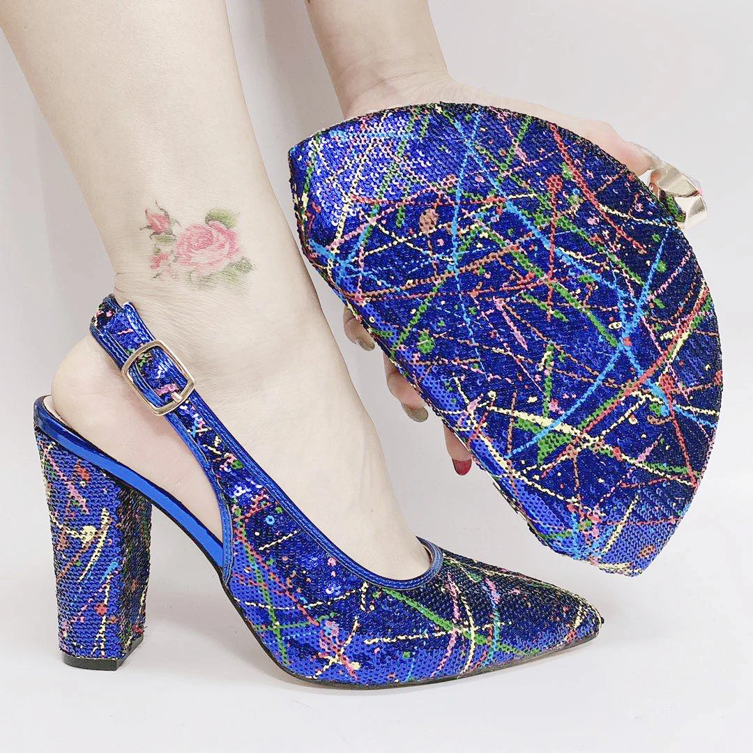 

Luxury Party Dress High Heels Slingbacks Sandals Italian Matching Shoe and Bag Set
