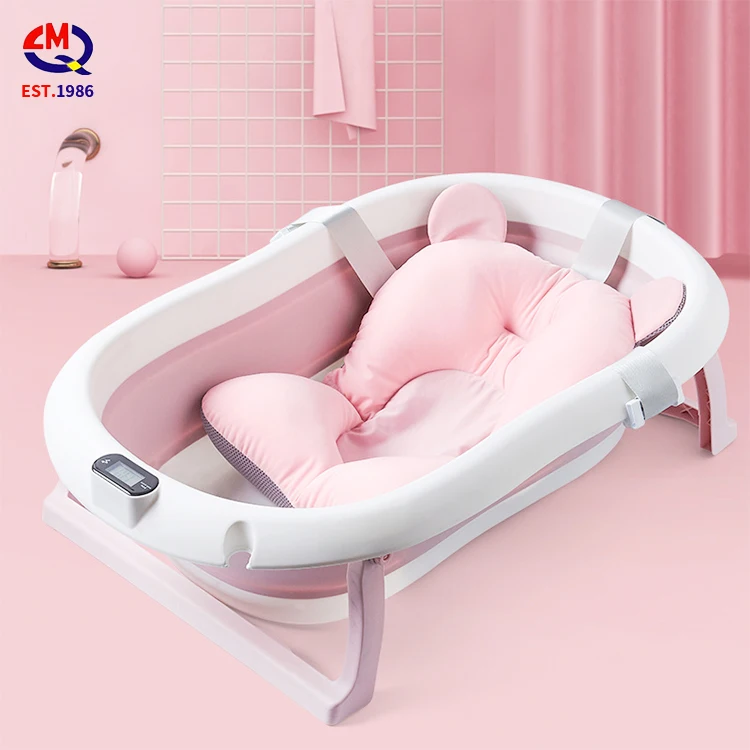 

Temperature Sensing Baby Bathtub Household Kids Foldable Bathtub Sitting Lying Large Newborn Child Products, Pink/blue/green