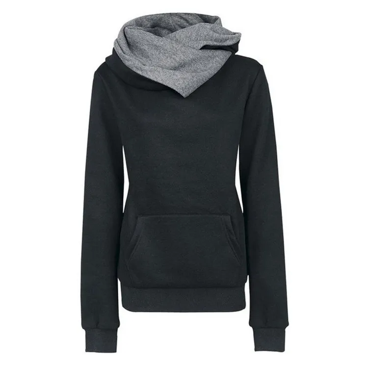 

European and American fall/winter sweater women's solid color pullover plus fleece hooded casual slim top New feeling clothing