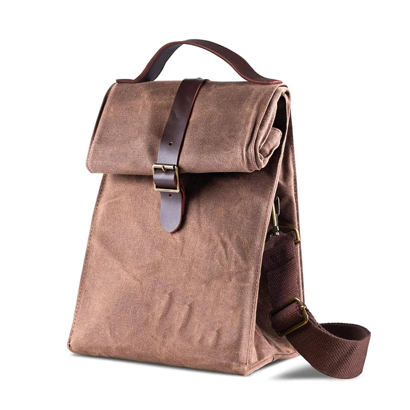 

Durable Waxed Canvas Lunch Bag Picnic Small Waxed Lunch Bag