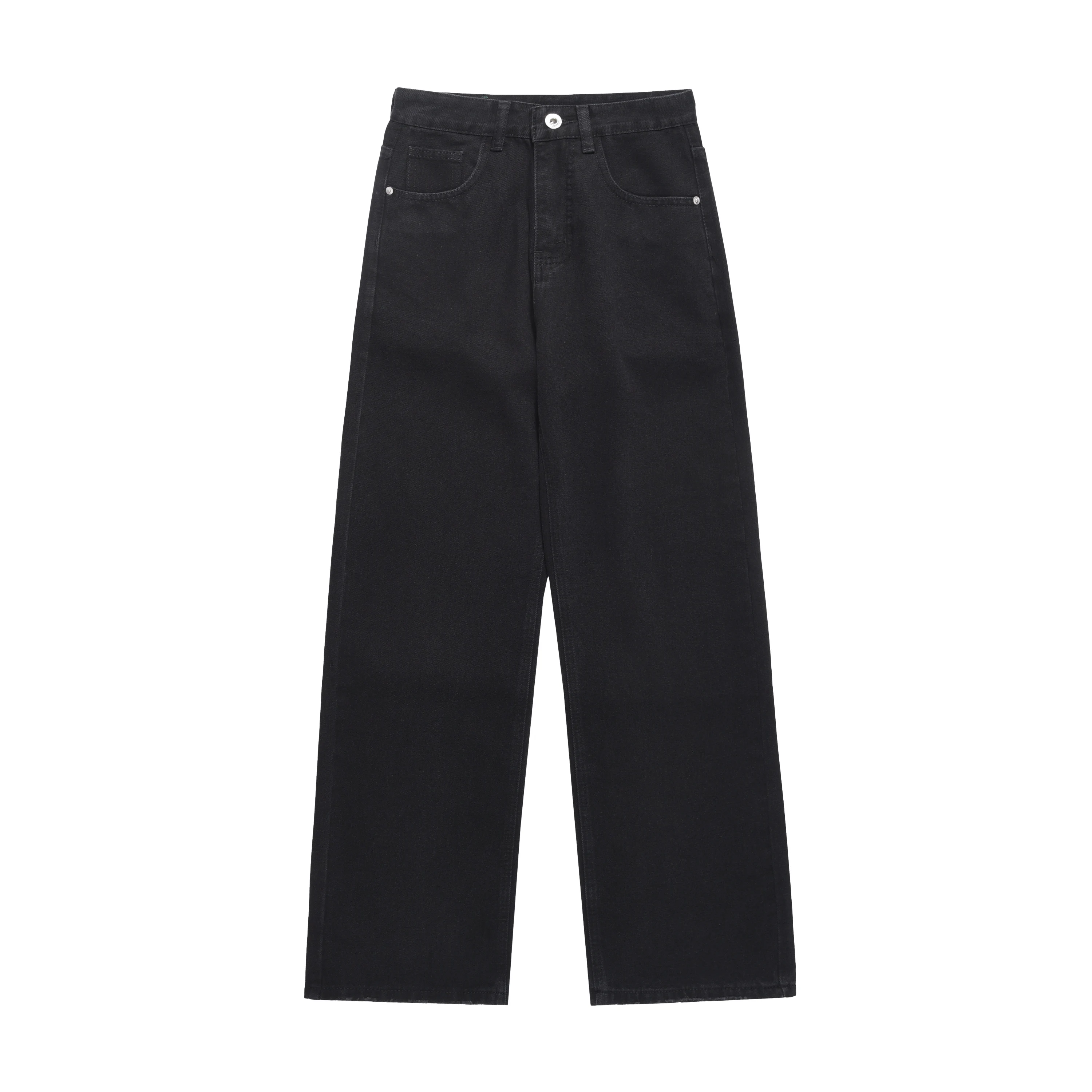 Vintage Solid Color New Fashion Brand Micro Cut Men's Jeans and Pants Designer Baggy Street Black Straight Denim Jeans