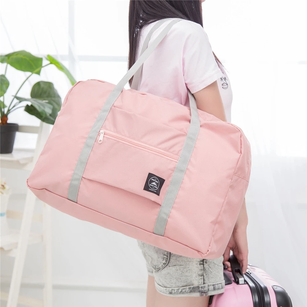 

Waterproof Foldable Travel Duffel Bag Luggage Sports Gym Portable Folding Clothes Storage Bag Luggage Cases Bag, Blue,pink,red wine or customize