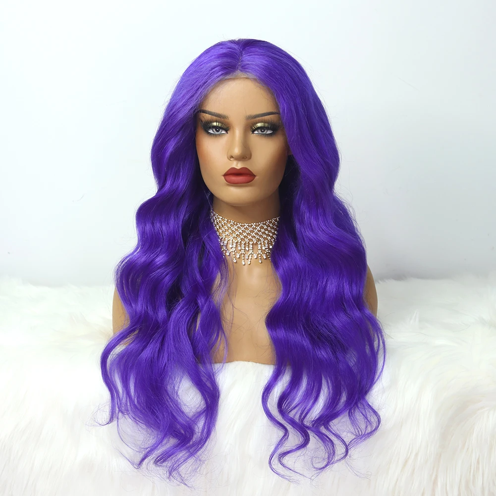 

Purple Body Wave Wig with Baby Hair Front Lace Human Hair Wig Beautiful Girl Brazilian Virgin Hair Wig for black women