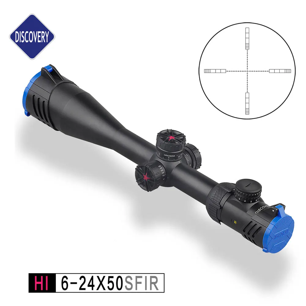 

Discovery Optics Shooting Scope HI 6-24X50SFIR 30mm Tube Dia Second Focal Plan W/ Honeycomb Sunshade